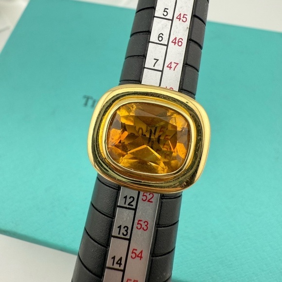 Vintage Tiffany & Co. Paloma Picasso Citrine Gemstone Cocktail Ring Size 5.25 - Picture 3 of 12